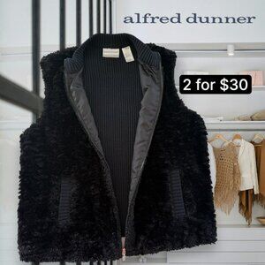 Alred Dunner Plus Size Faux Black Fur Sweater Vest